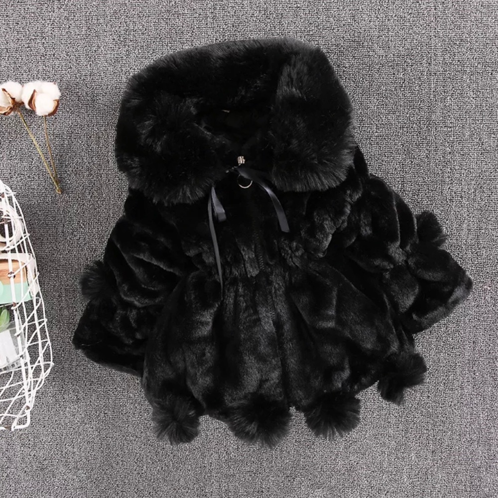 Elegant girls faux fur coat, girls winter coat